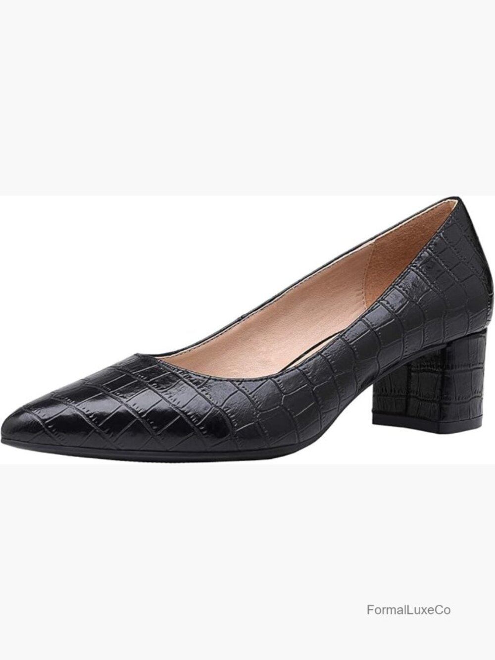 Chunky Low Block Heels Closed Toe Dress Pumps Shoes